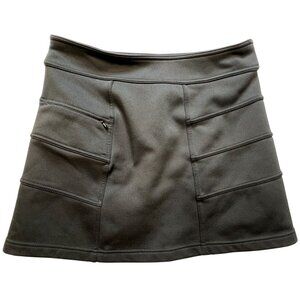 Athleta Women's Blizzard Fleece Lined Mini Skirt Stretch Size S Gray Zip Pocket